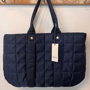 Clare V. Navy Puffer La Tropezienne Tote